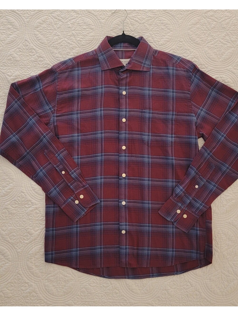 Peter Millar Autumn Soft Men's Medium Long Sleeve Cotton Plaid Sport Shirt $148